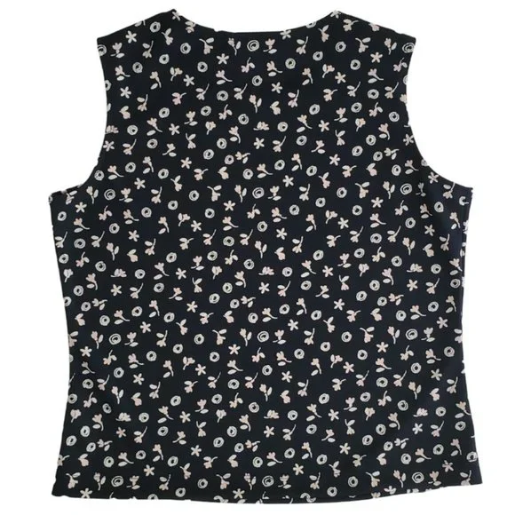 Petite Sophisticate Floral Scoop Neck Shell/Tank Top | NWOT | XSP | Navy Pink WH - Picture 4 of 11
